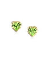 Bling Jewelry Tiny Cubic Zirconia Real Yellow 14K Real Yellow Gold Heart Stud Earrings