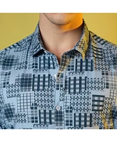 Campus Sutra Men's Prussian Blue Arygle Checkered Block Shirt