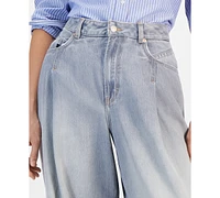 Boss Orange Women's Slouchy Denim Pleated Wide-Leg Pants