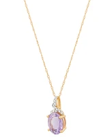 Amethyst (1-5/8 ct. t.w.) & Diamond (1/20 ct. t.w.) Oval 18" Pendant Necklace in 14k Gold