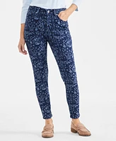 Style & Co Women's Floral-Print Curvy Skinny Jeans, Exclusively at Macy's