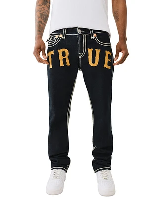 True Religion Men's Ricky Straight Fit Western Rope Stitch Flap Jeans