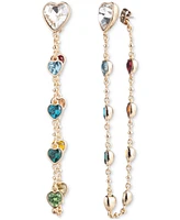 Emily in Paris Gold-Tone Multicolor Heart & Chain Front-to-Back Earrings