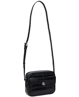 Lauren Ralph Marcy Croc-Embossed Leather Small Camera Bag