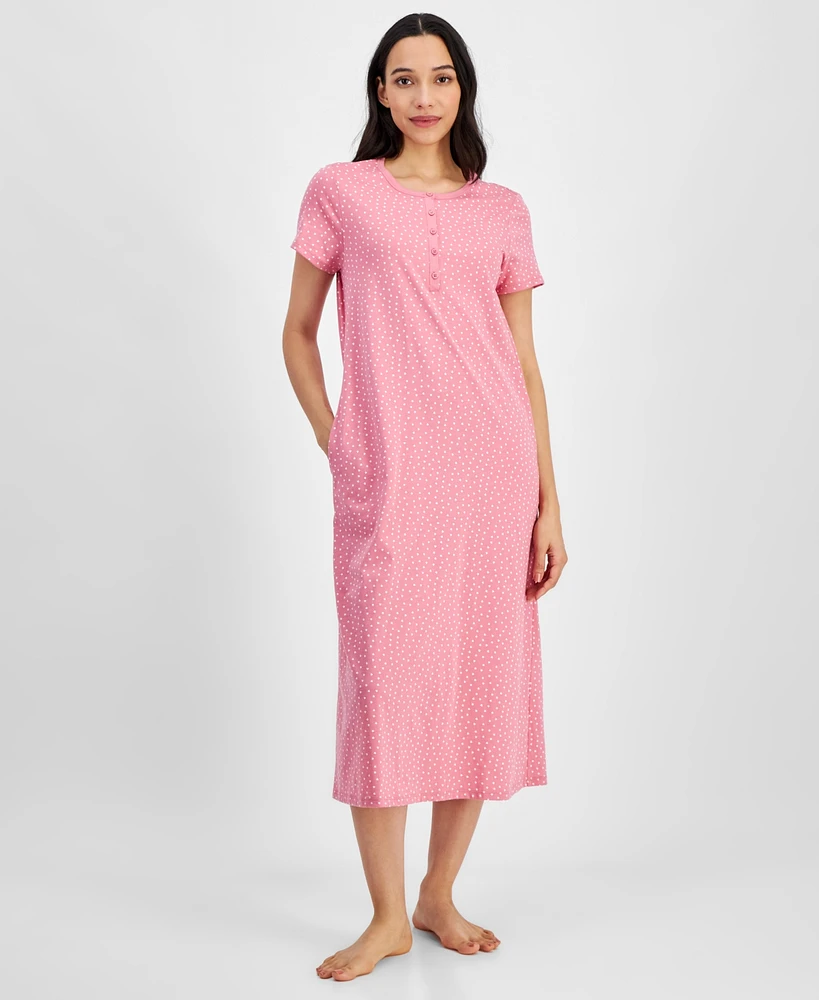 Charter Club Women's Cotton Short-Sleeve Nightgown, Created for Macy's