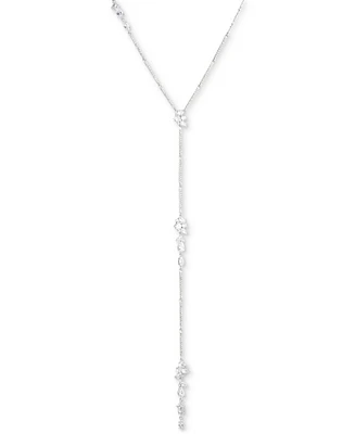 Emily in Paris Silver-Plated Pave & Cubic Zirconia Cluster Lariat Necklace, 16" + 3" extender