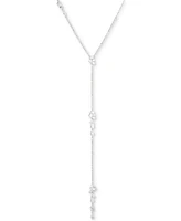 Emily in Paris Silver-Tone Pave & Cubic Zirconia Cluster Lariat Necklace, 16" + 3" extender