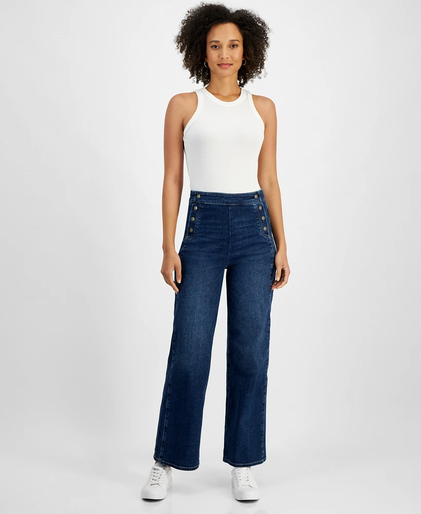 Nautica Jeans Women's Side-Zip Wide-Leg Sailor