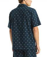 Nautica Men's Crafted Printed Camp Sleep Pajama Shirt