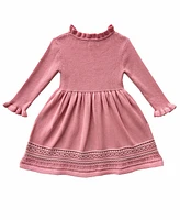 Blueberi Boulevard Infant and Toddler Ruffle Trim Ribbed Border Sweater Dress