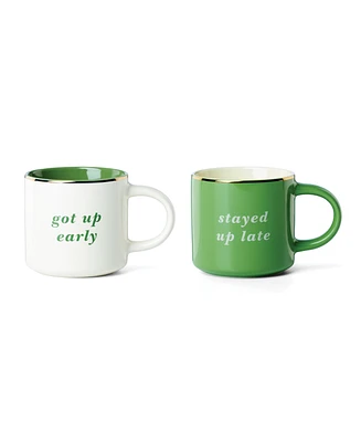 Kate Spade Got Up Early Stayed Up Late Mugs, Set of 2