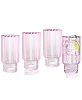 Qualia Glass Cranberry Highball Glasses, Set of 4