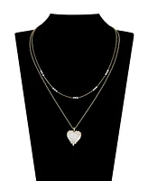 Unwritten Mother of Pearl Heart and Freshwater Cultivated Pearl Layered Pendant Necklace Set