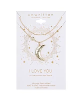 Unwritten Cubic Zirconia "I Love You to the Moon and Back" Layered Pendant Necklace Set