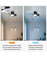 Slickblue Low Noise Matte Black Abs Blade Ceiling Fan with Remote & Led Light – Ideal for Kitchen, Bedroom, Dining Room, Patio