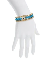 Unwritten Turquoise Evil Eye and Beaded Stretch Bracelet Set