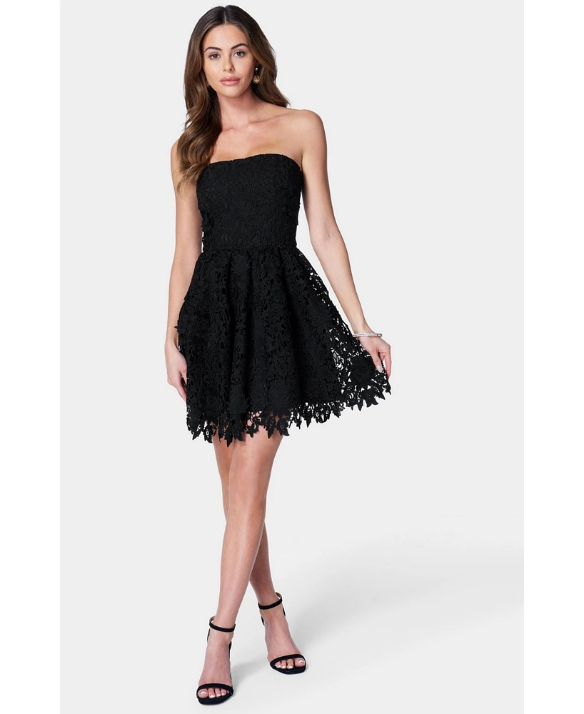 bebe Straples Lace Cupcake Dress