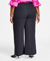 Vince Camuto Plus Striped Pull-On Wide-Leg Pants