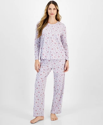 Charter Club Women's Cotton Printed Button-Front Pajama Set, Exclusively at Macy's