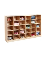 ECR4Kids 30 Cubby Mobile Tray Storage Cabinet, 5x6, Natural