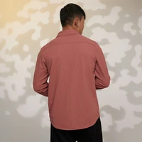Men's Coral Pink Stripe-Creased Shirt