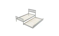 Slickblue Twin Size Wooden Bunk Bed with Pull-Out Trundle