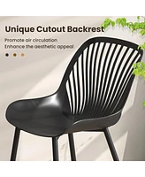 Gymax Plastic Dining Chair Set of 4 w/ Metal Legs Cutout Backrest Curved Seat