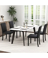 Gymax Dining Chair Set of 4 w/ Acacia Wood Frame & Rubber Legs Padded Backrest Brown