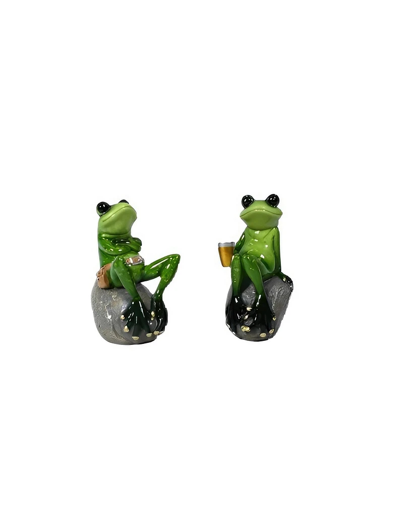 Fc Design 2-pc Set 4"H Frog Couple Chilling Figurine Decoration Home Decor Perfect Gift for House Warming, Holidays and Birthdays