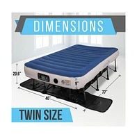 SereneLife Premium Raised Airbed With Steel Frame and Built-In Pump (Twin)