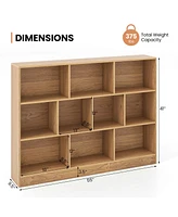 Costway -Cube Bookcase 41" Wooden Toy Storage Organizer for Kids Bookshelf