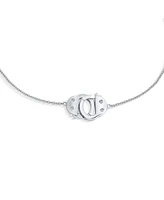 Bling Jewelry Handcuff Interlocking Hotwire Anklet Lucky Charm Anklet Link Ankle Bracelet For Women .925 Sterling Silver Adjustable 9 To 10 Inch With