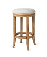 Maven Lane Eva Counter Stool in Weathered Oak Finish w/ Sand Color Fabric Upholstery