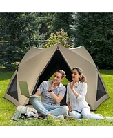 Costway Pop-up Camping Tent for 4/5/6 People with Rainfly Skylight 3 Doors 3 Windows