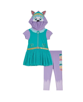 Paw Patrol Girls Hooded Cosplay T-Shirt Dress and Leggings Outfit Set