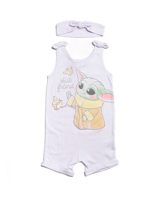 Starwars Baby Girls Star Wars Yoda Snap Romper and Headband