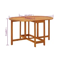 vidaXL Patio Table 51.1"x35.4"x28.3" Solid Acacia Wood