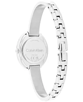 Calvin Klein Women Twisted Bezel Silver Stainless Steel Bracelet Watch 24mm