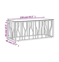 vidaXL Coffee Table 43.3"x17.7"x17.7" Stainless Steel and Glass