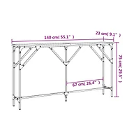 vidaXL Console Table Black 55.1"x9.1"x29.5" Engineered Wood