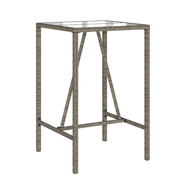 vidaXL Patio Bar Table Gray 27.6"x27.6"x43.3" Poly Rattan