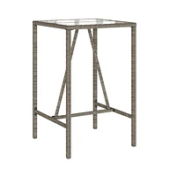 vidaXL Patio Bar Table Gray 27.6"x27.6"x43.3" Poly Rattan