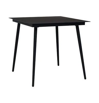 vidaXL Patio Dining Table Black 31.5"x31.5"x29.1" Steel and Glass