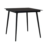 vidaXL Patio Dining Table Black 31.5"x31.5"x29.1" Steel and Glass