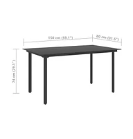 vidaXL Patio Dining Table Black 59.1"x31.5"x29.1" Steel and Glass