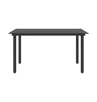 vidaXL Patio Dining Table Black 59.1"x31.5"x29.1" Steel and Glass