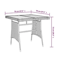 vidaXL Patio Table 27.6"x27.6"x28.3" Poly Rattan & Solid Acacia Wood