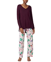 Hue Women's Long-Sleeve V-Neck High-Low Pajama Top