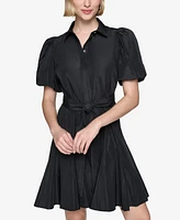 Karl Lagerfeld Paris Women's Belted Mini Shirtdress