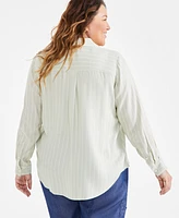 Style & Co Plus Striped Button-Front Shirt, Exclusively at Macy's